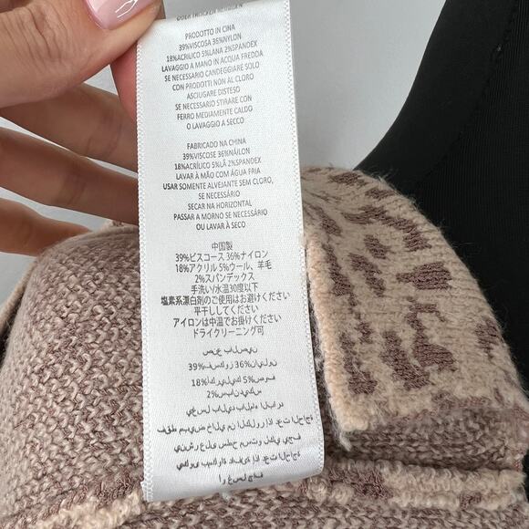 JOIE Beige Brown S Knit Sweater Leopard Print Crew Neck Long Sleeve Pullover - Picture 9 of 9